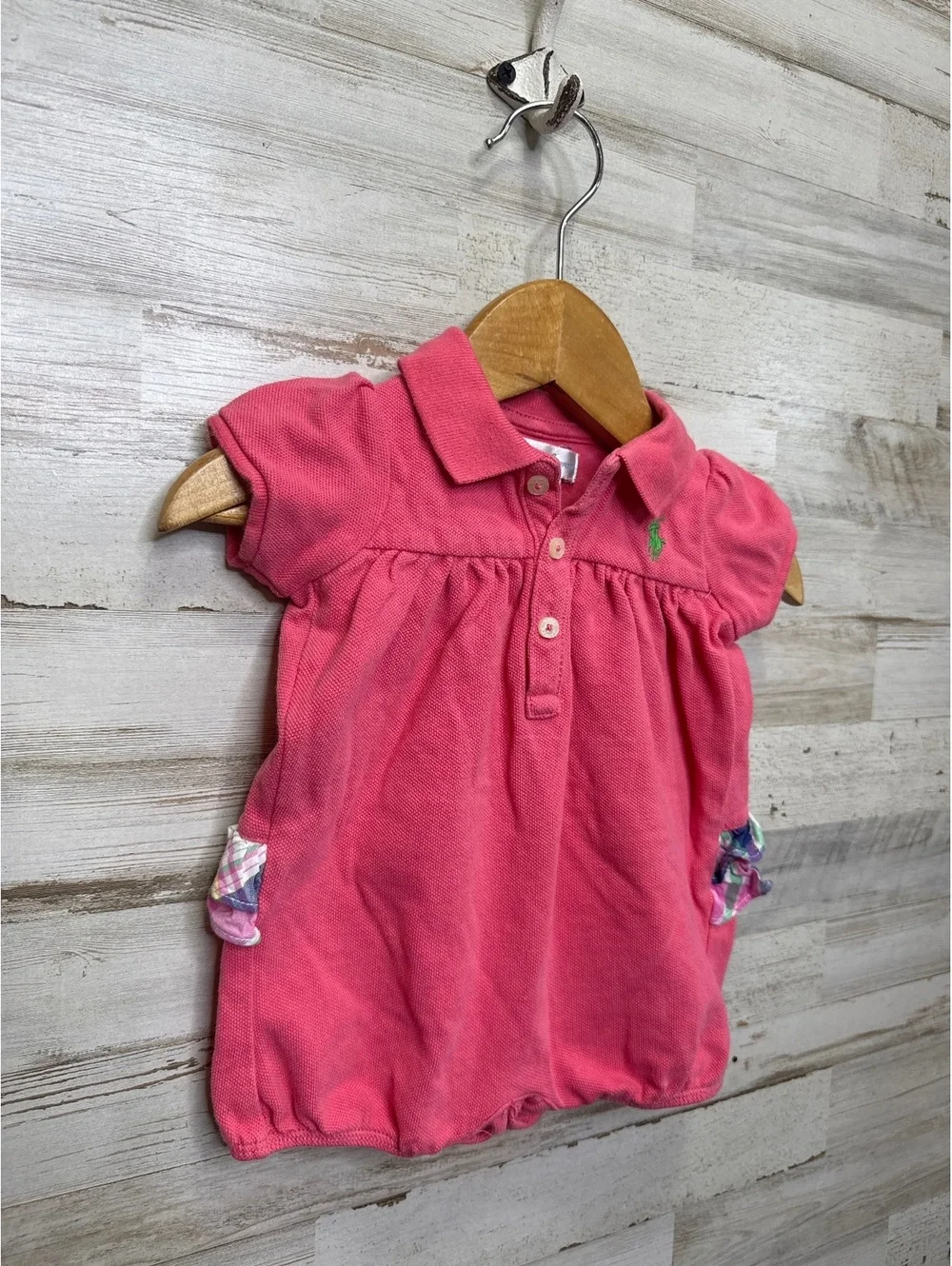 RALPH LAUREN PINK RUFFLE ROMPER SIZE 3 MONTHS